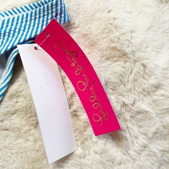 Lilly Pulitzer Pico High Cut Bikini Bottom‎ Cumulus Blue Seersucker Stripe NWT - Picture 4 of 7